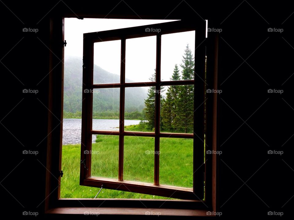 Scenic view of nature through window
