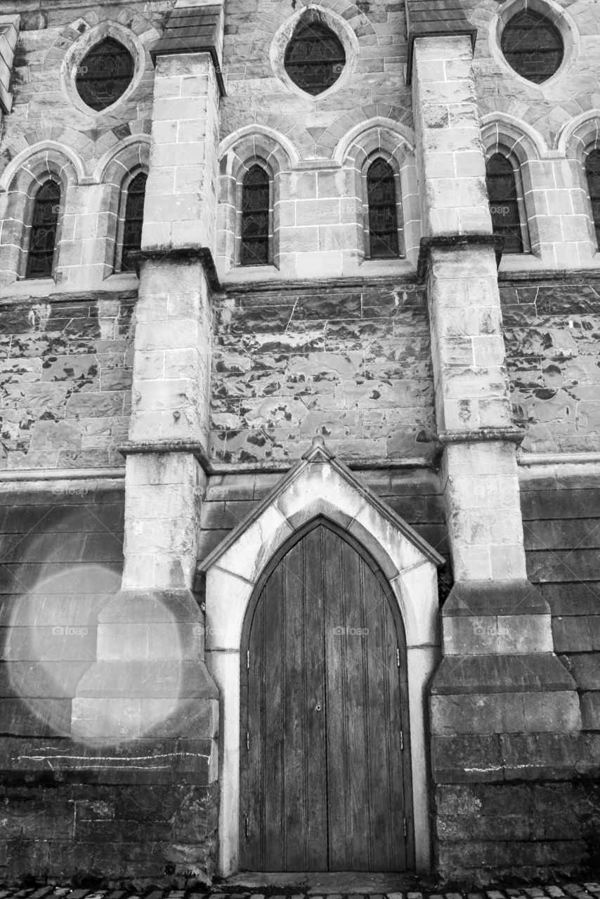 Church door in Dublin Ireland. 