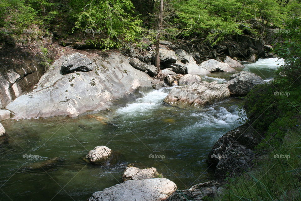 Flowing river and rocks
