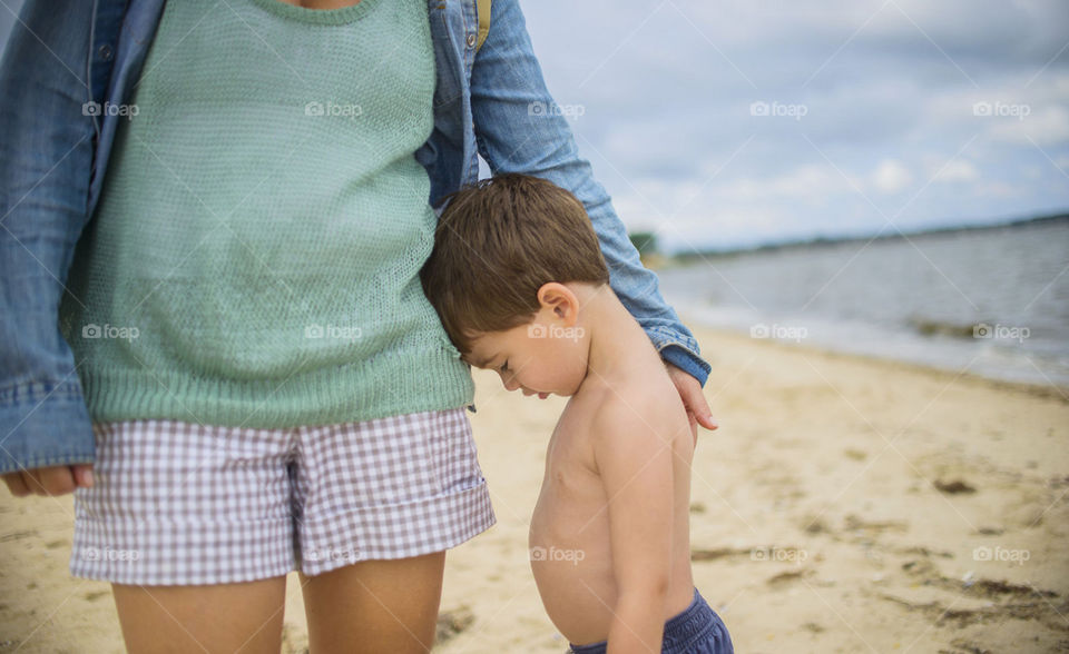 Child, Beach, Togetherness, Water, Seashore