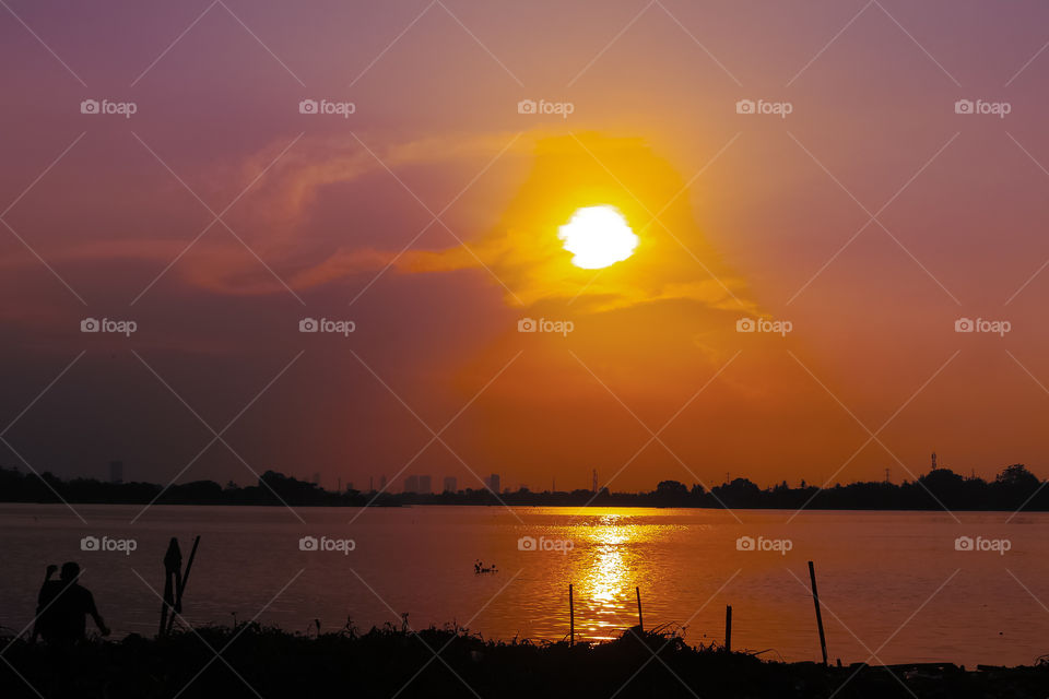The  Sun Shadow falling down on the Lake Cipondoh Tangerang.