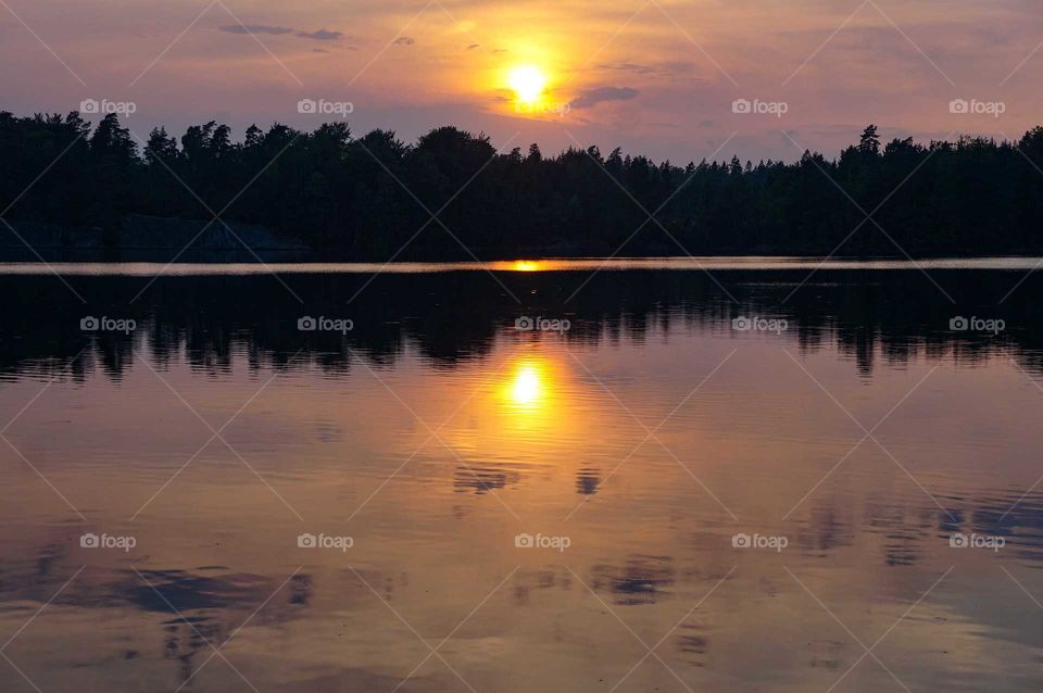 Sunset over the lake