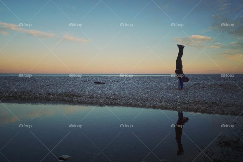 Beach#sunset#reflect#human#position#training