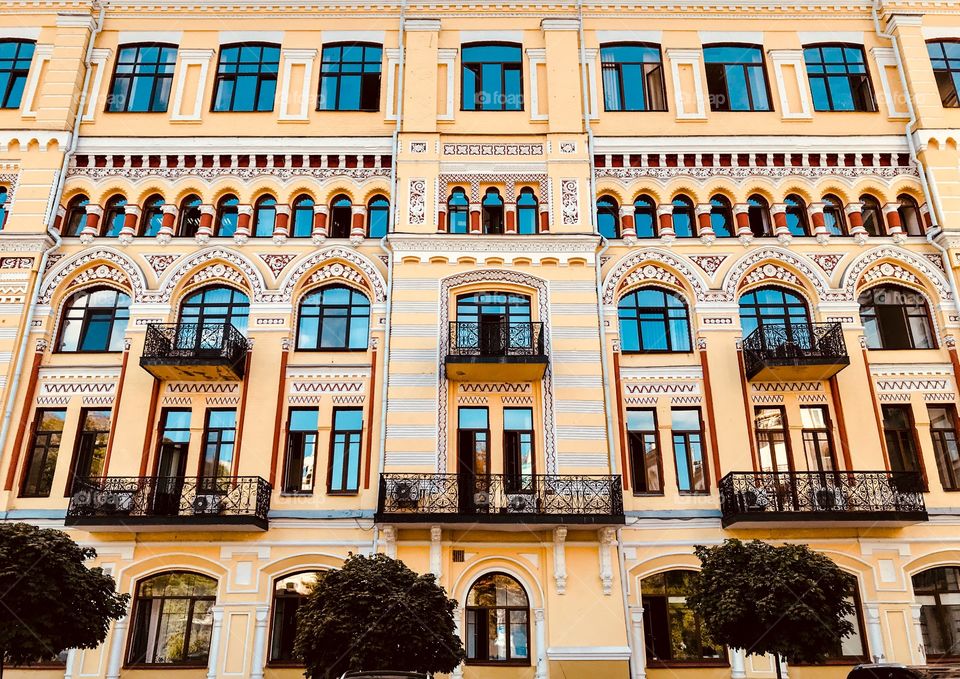 An old building facade in Kiev 