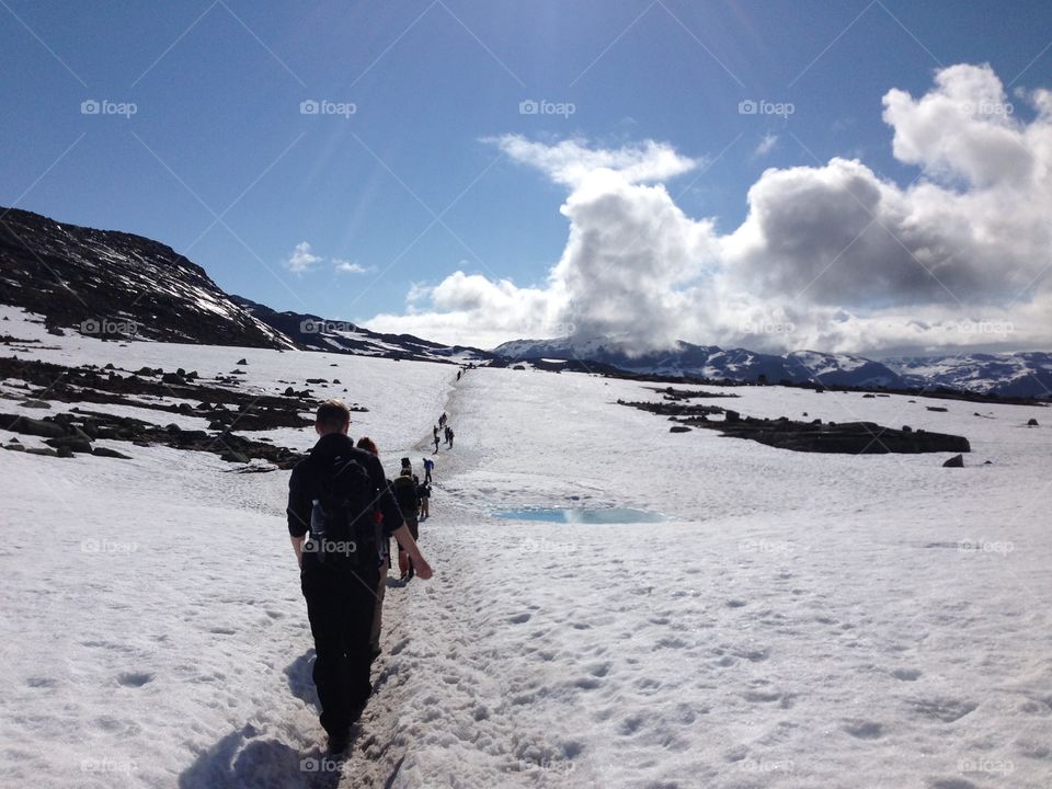 Trekking to Trolltunga, Norway