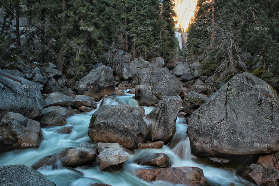 Long exposure of a rocky stream