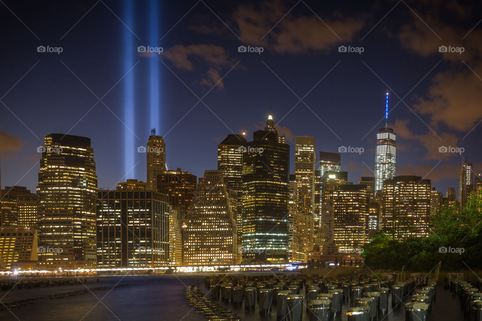 Tower lights downtown Manhattan 