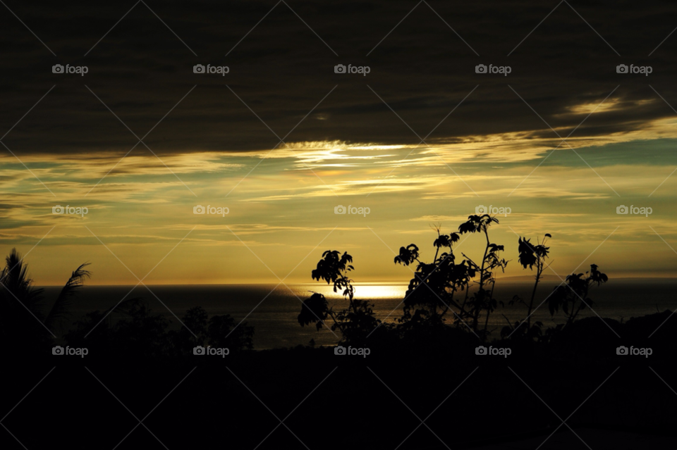 beach sky tree sunset by Rachiellie