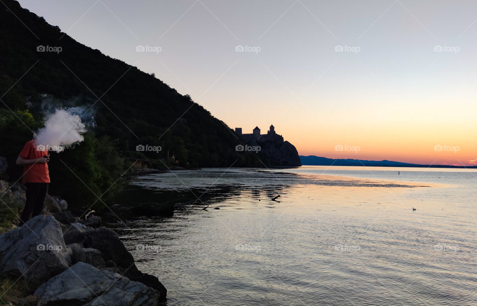 Nice sunset on Danube river