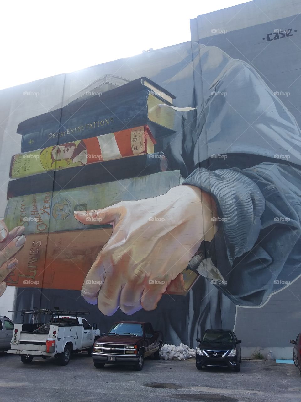 Huge Mural on Building Downtown Jacksonville Fl. Morning.