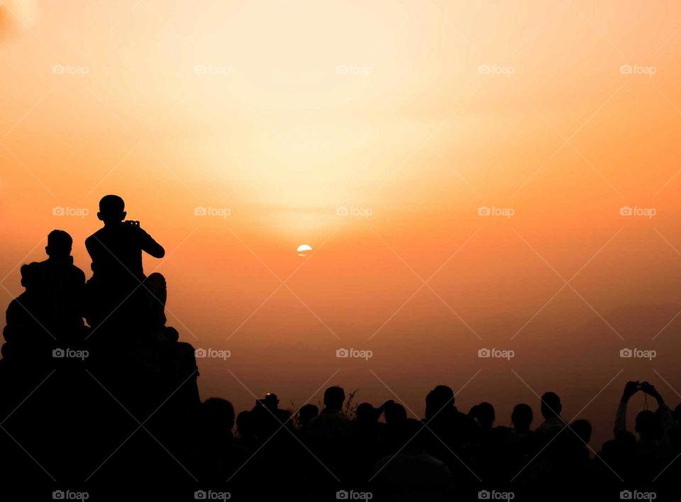 Sunset, Silhouette, Backlit, People, Dawn