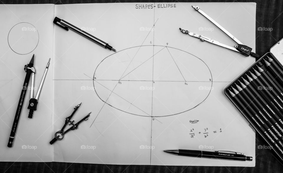 A simple representation of ellipse in form of geometric equation...  It remember me my school days.. thanks for the opportunity foap ❤