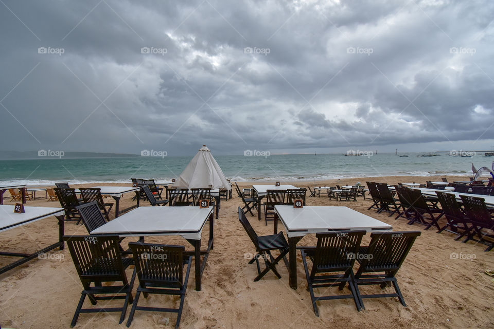 landscape at the beach with resto