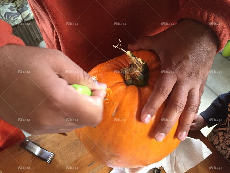 Pumpkin carving for Halloween 