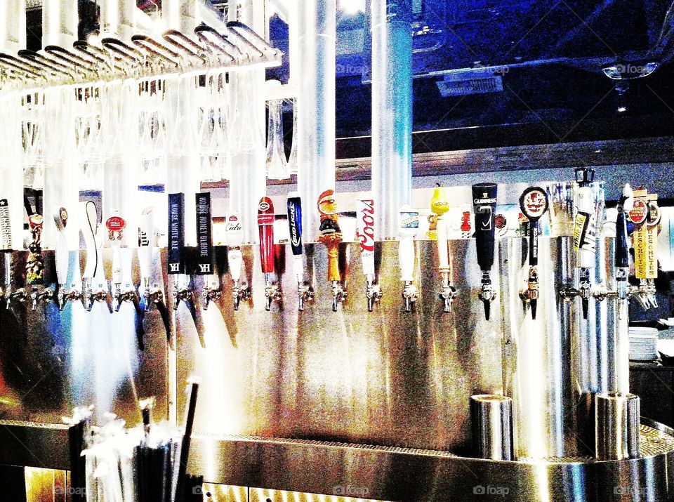 Beers on tap.