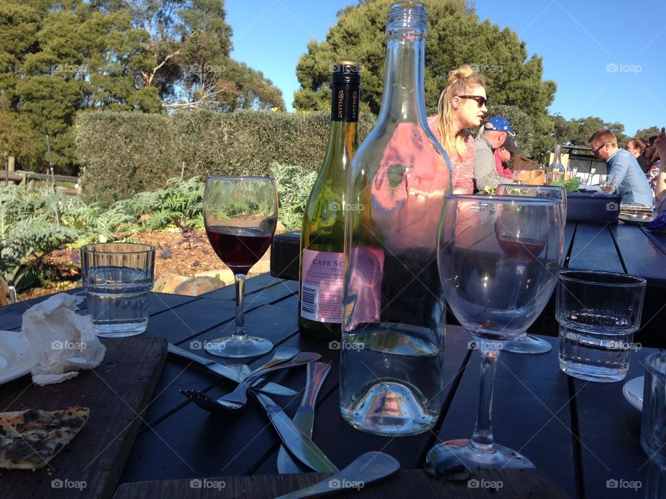 Wine with lunch outdoors