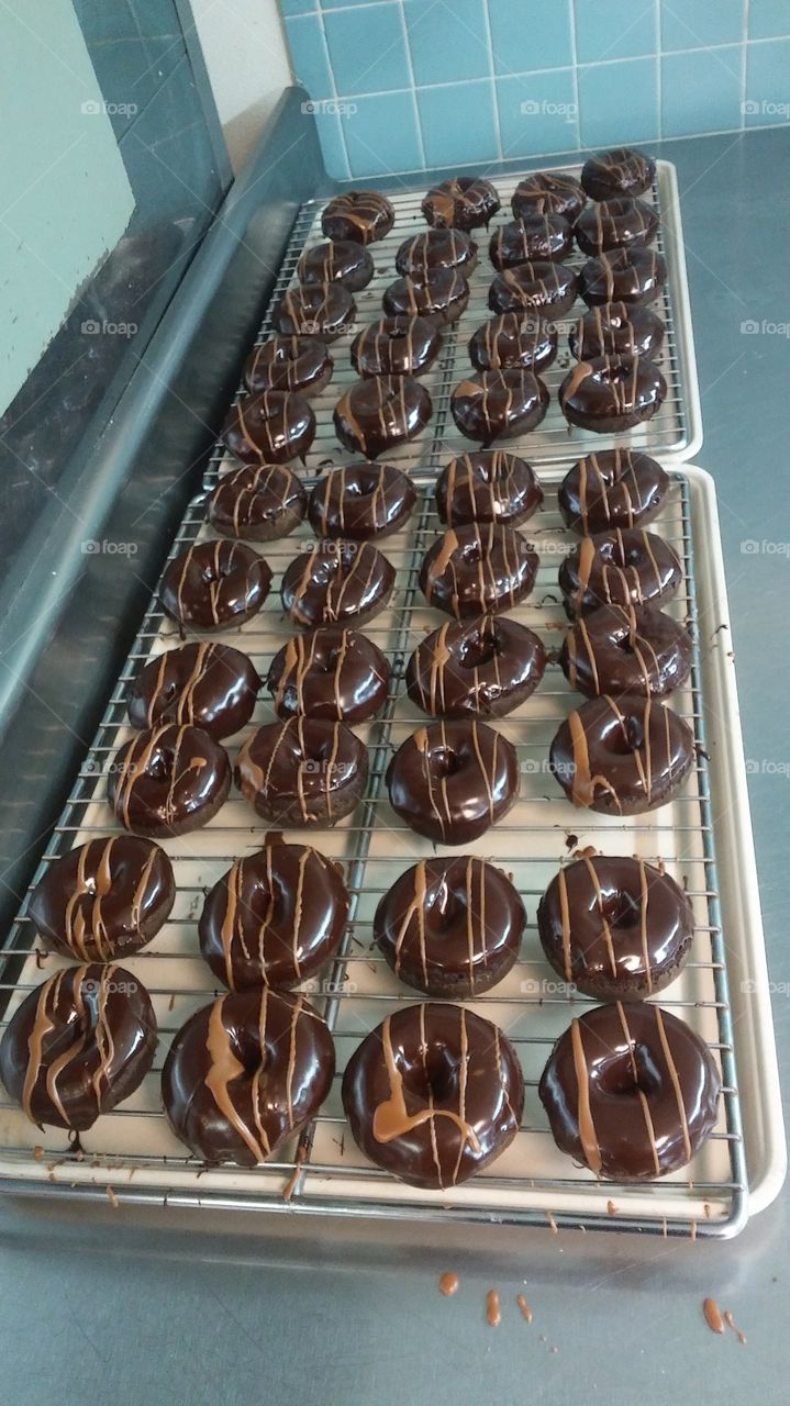 chocolate donut chocolate frosting Carmel drizzle