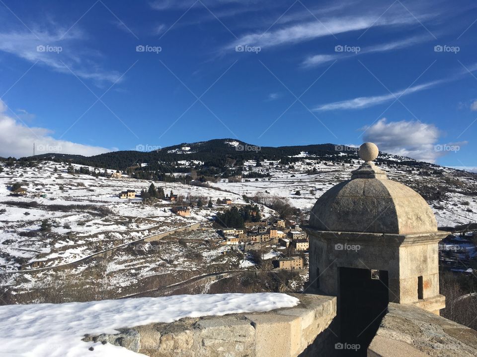 Citadel in the mountain in winter