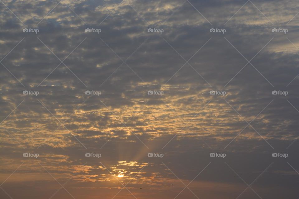 beautiful Sunset landscape with clouds