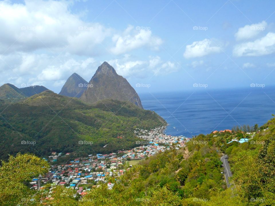 View of Pitons, Saint Lucia