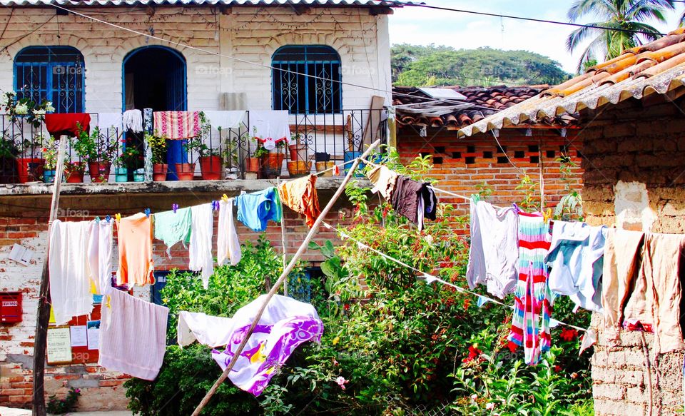 Clothe drying outside the house