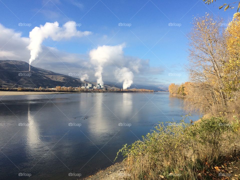 Smoke emitting from smoke stack