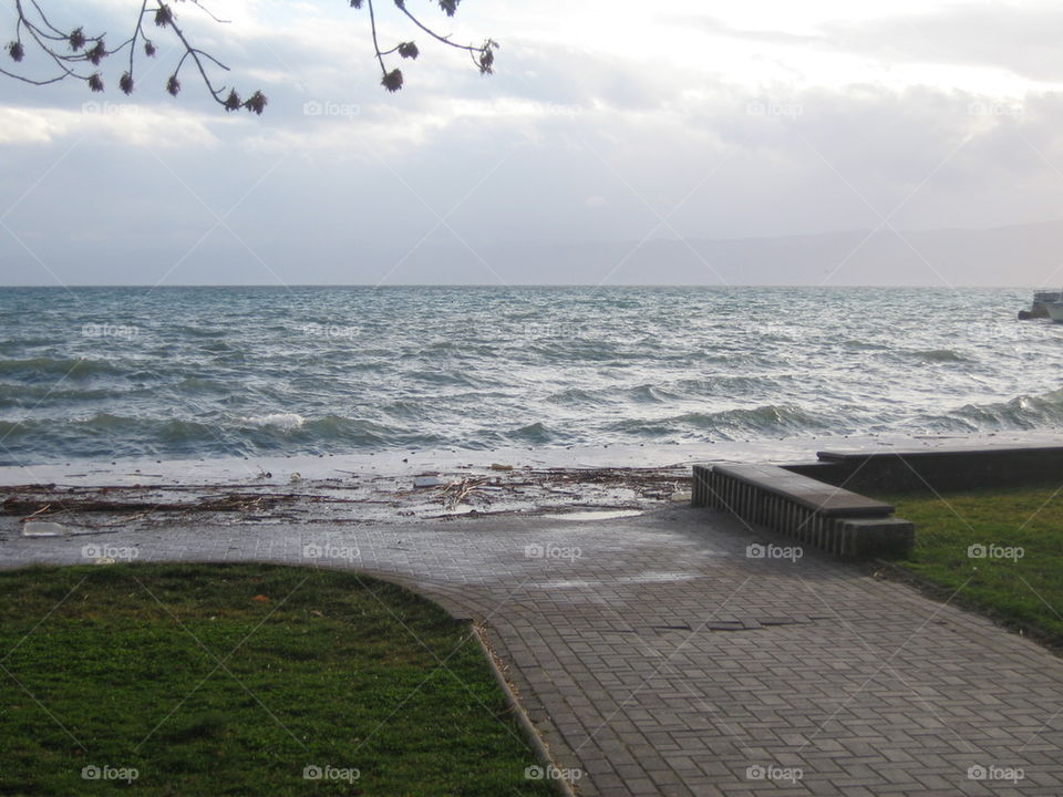 wind blowing in lake ohrid