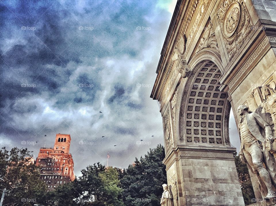 Stormy sky in big city