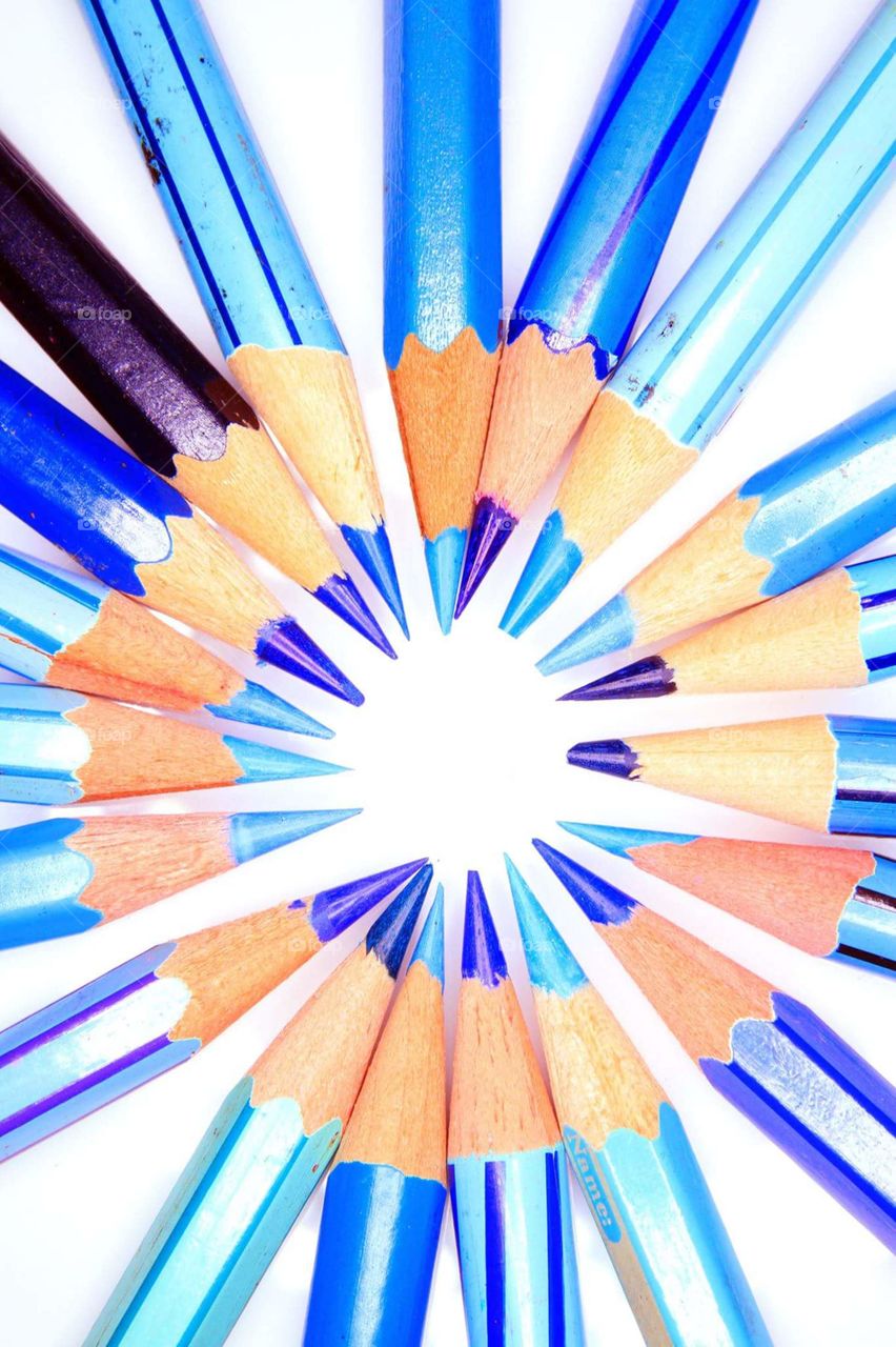 color pencil. blue color pencil