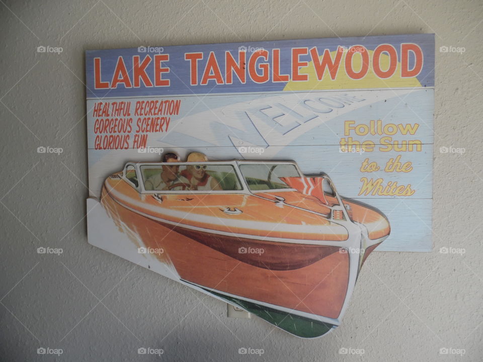 Retro lake Tanglewood sign