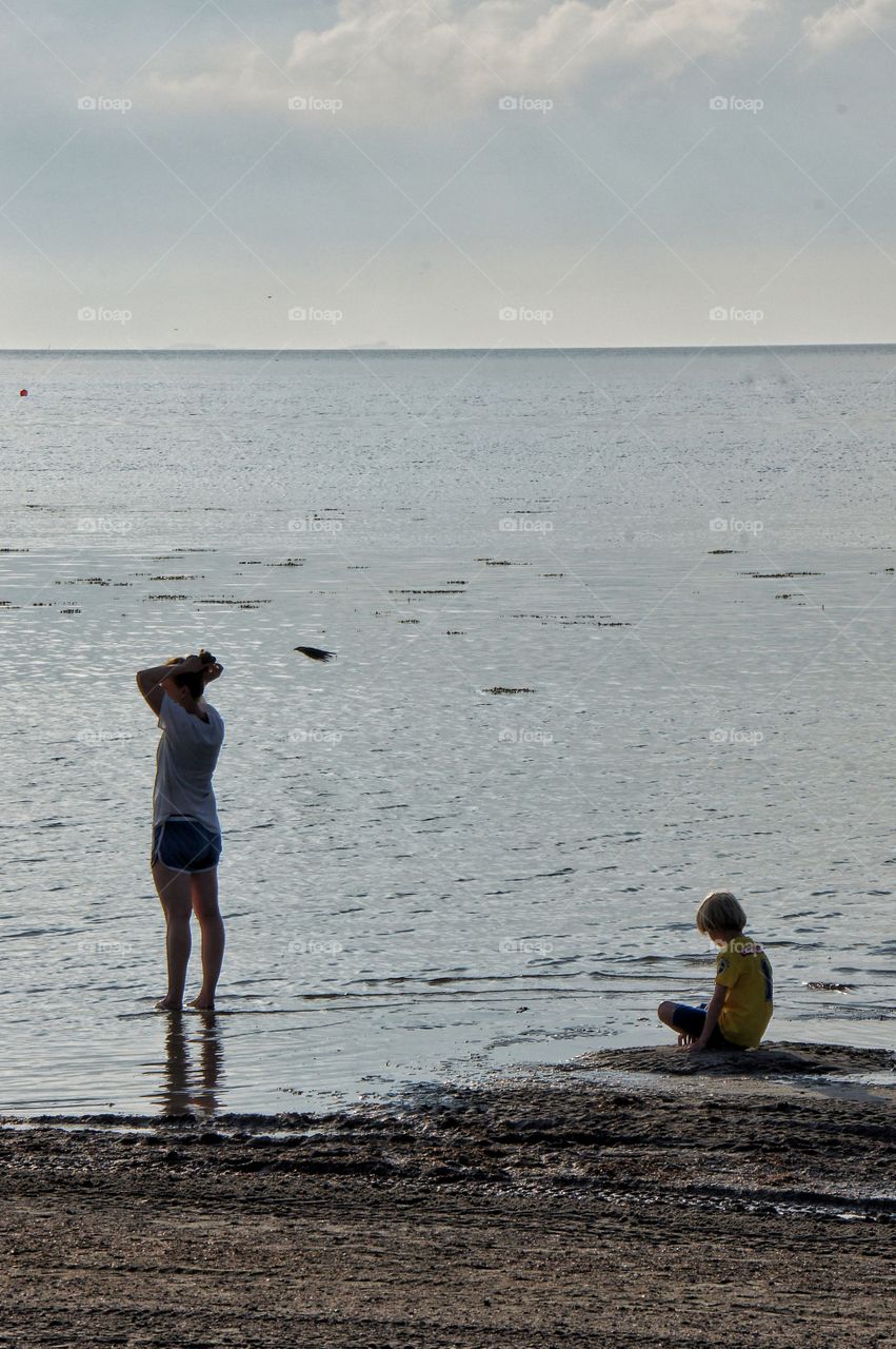 Playing on the beach