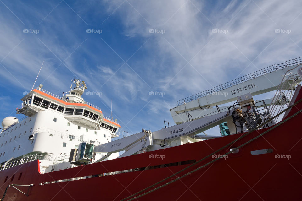Research Ship Bridge And Foredeck Cranes, Cape Town, South Africa