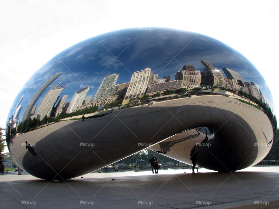 skyline reflection chicago bean by landon