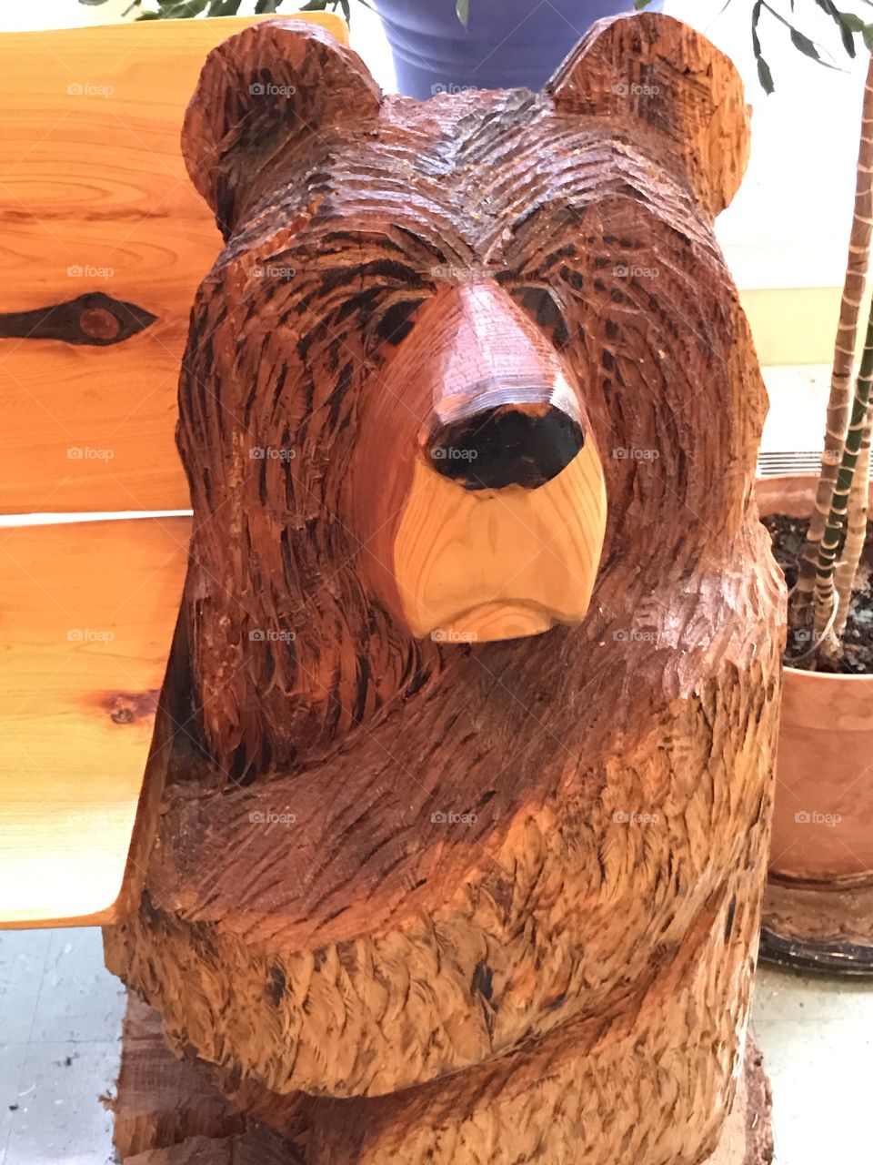 Carved wood bear