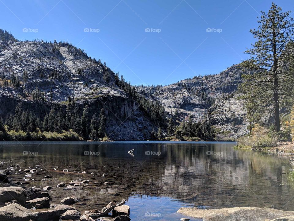 Eagle Lake in Emerald Bay in Lake Tahoe in California - Beautiful Alpine Lake Surrounded by Mountains, Trees, and Rocks Discovered on a Hike