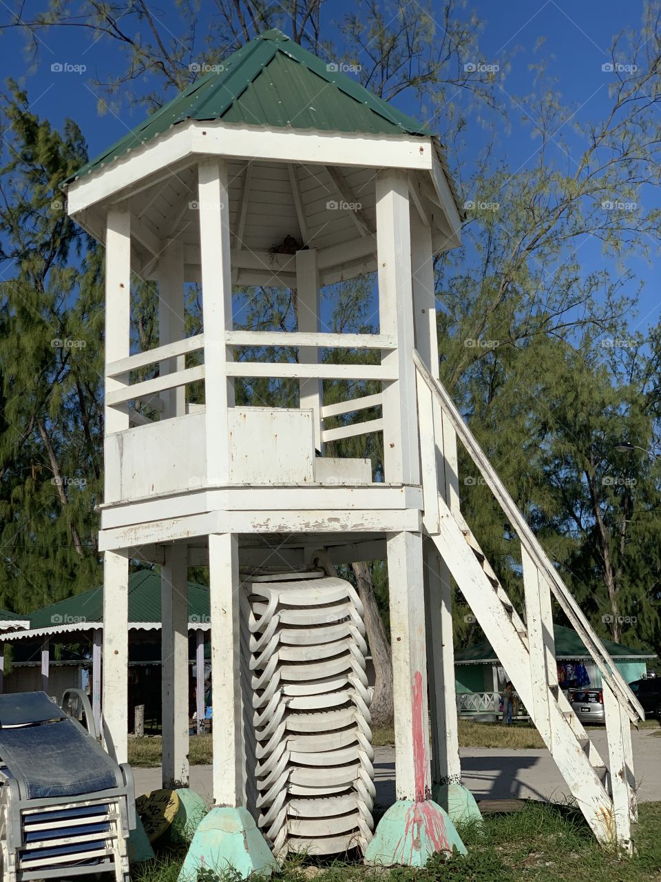 Lifeguard Tower on Pigeon Island,  Saint Lucia beach 