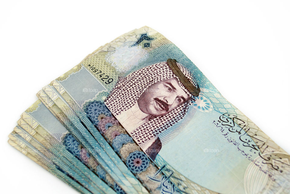 Bahrain currency isolated close up