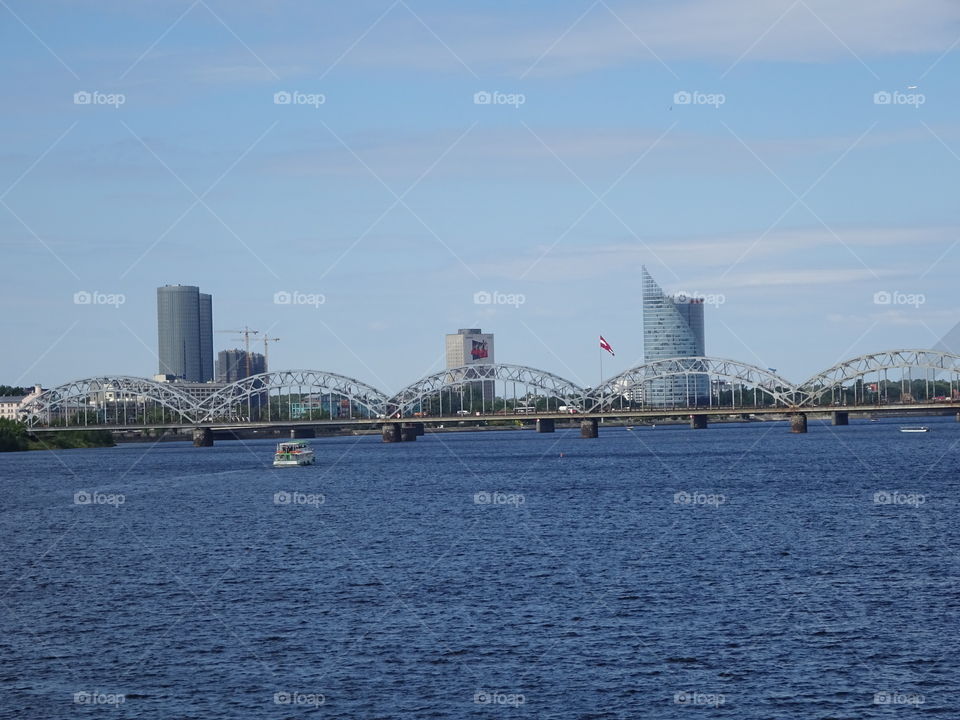 Bridge through Daugava river in Riga city centre