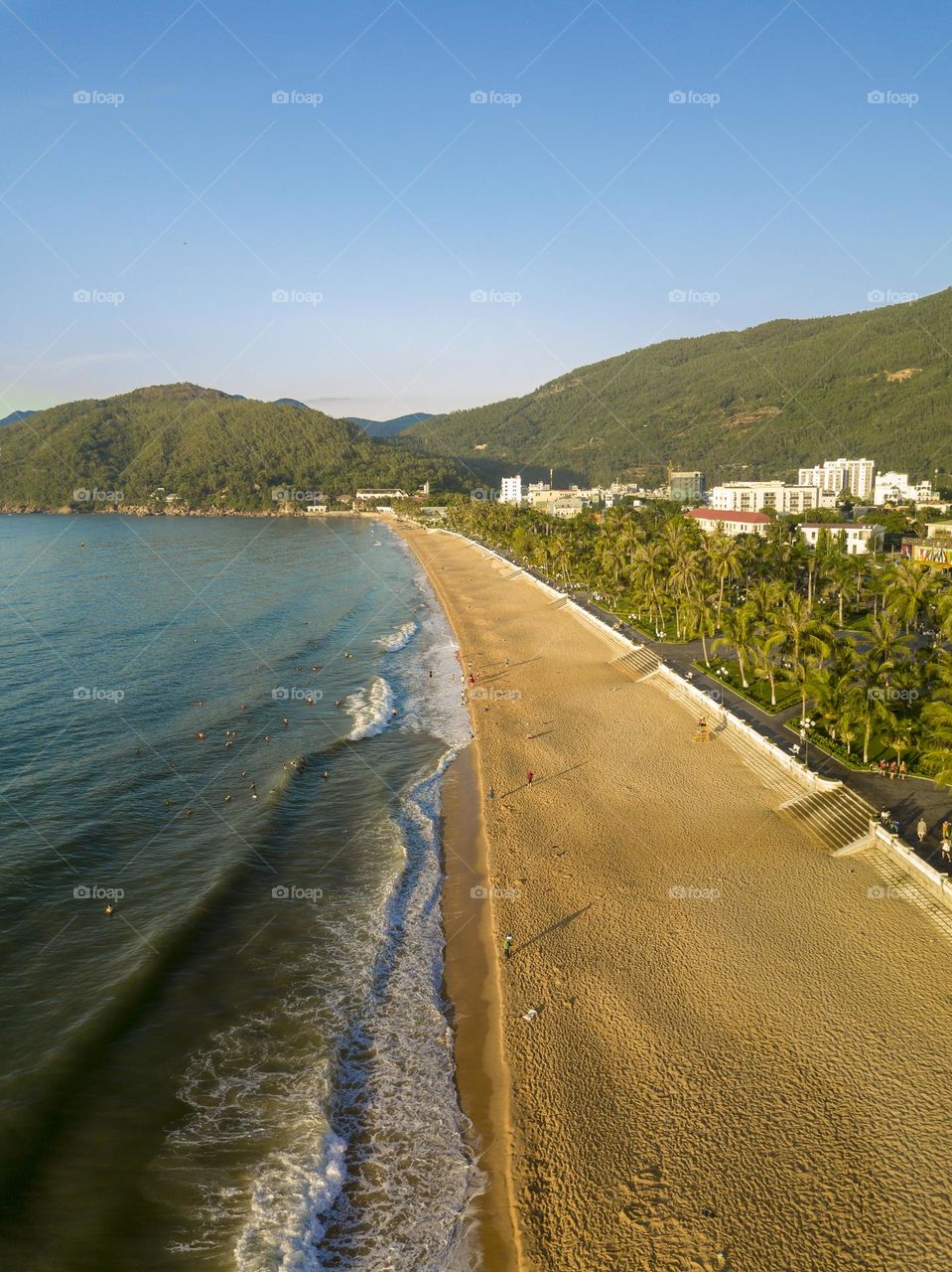 Summer in Quy Nho city in Binh Dinh province,  Viet Nam from drone photo view