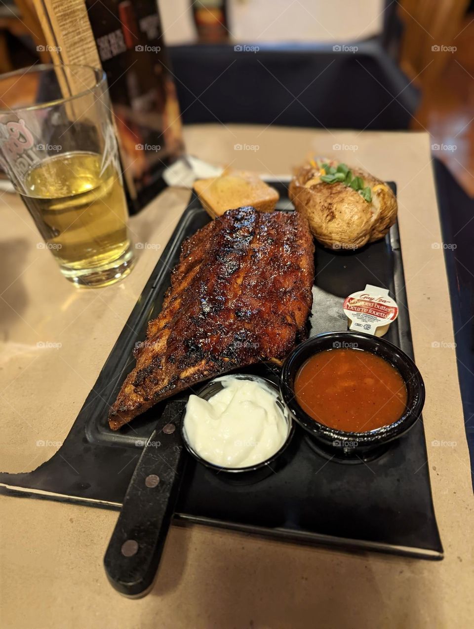 ribs and baked potato