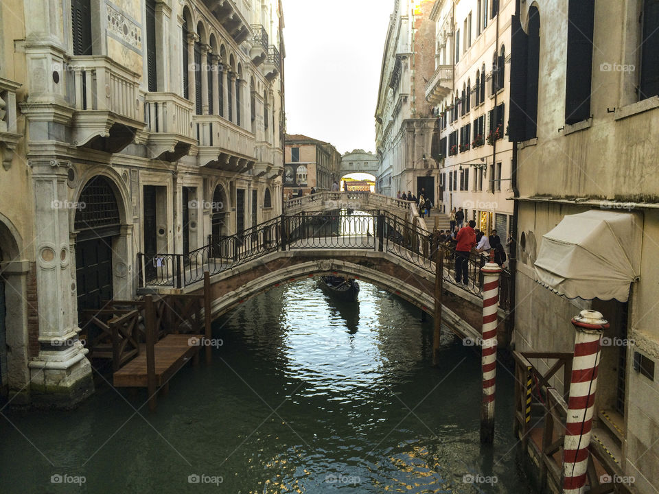 Bridge of Sighs - back view. Doge's palace, St Marc's square, Venice, Italy. 