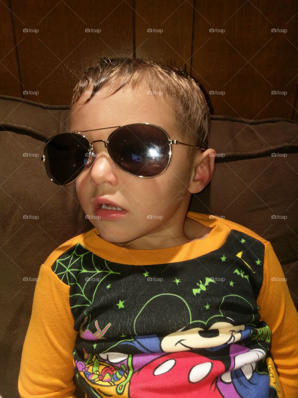 Little boy in Aviator Sunglasses.