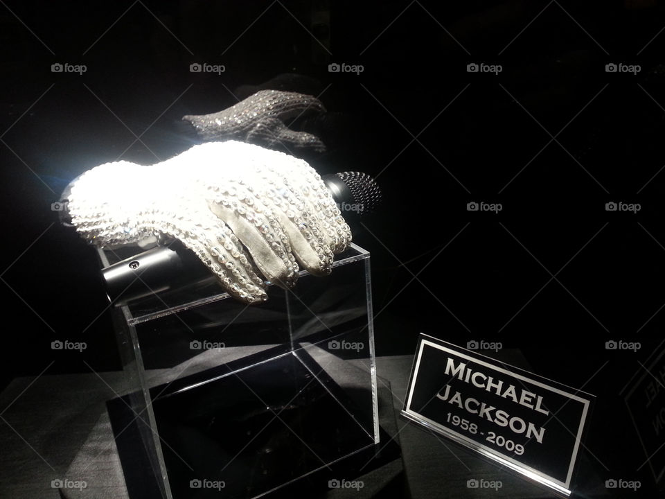 The King of Pop, Michael Jackson's Glove and Microphone. Hard Rock Casino in Las Vegas, Nevada