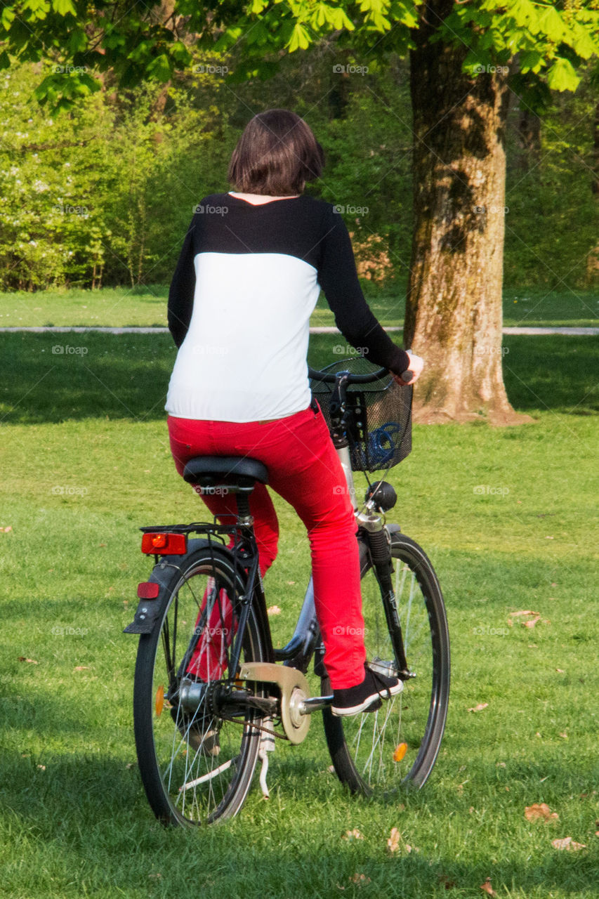 Girl biking at the park