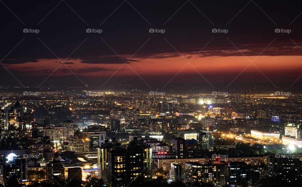 Beautiful Twilight and Almaty city light land scape from Kok-Tobe hill Kazakhstan