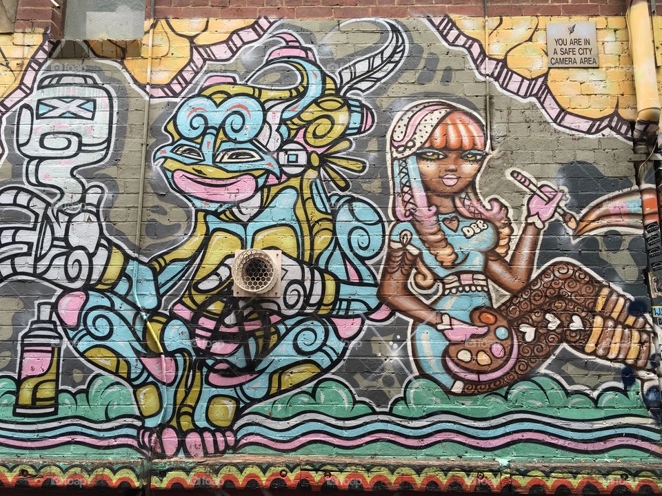 Happy street art in Melbourne