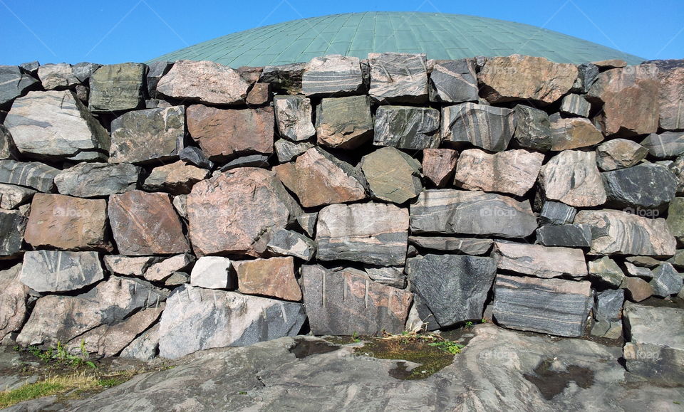 The wall of the stone church in Helsinki