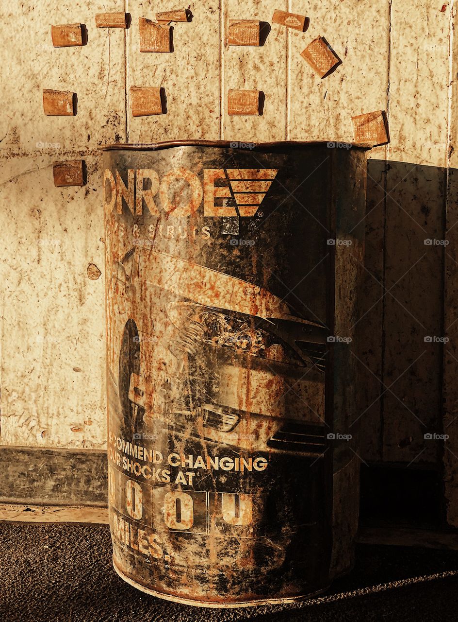 Monroe Oil Advertisement, gas station in New York, monochromatic gas station, auto care image, gas station, oil change company, one toned picture, sidelight from the sun, gas station paraphernalia