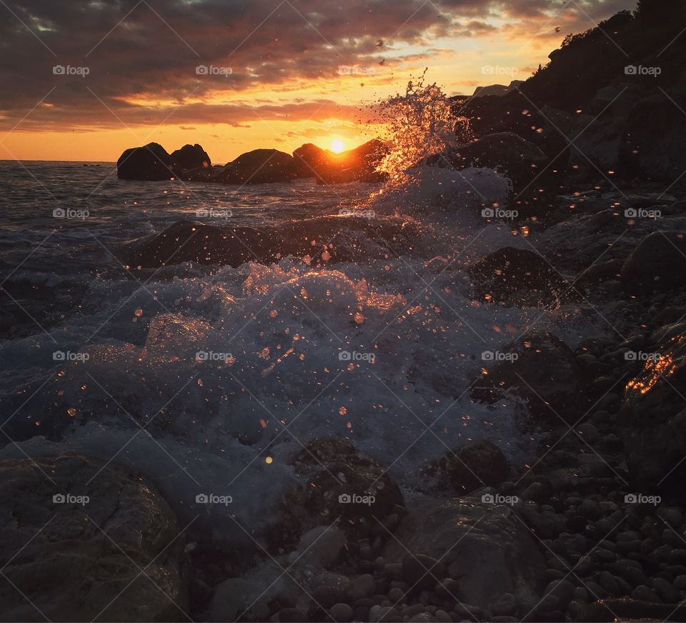 Waves during sunset 