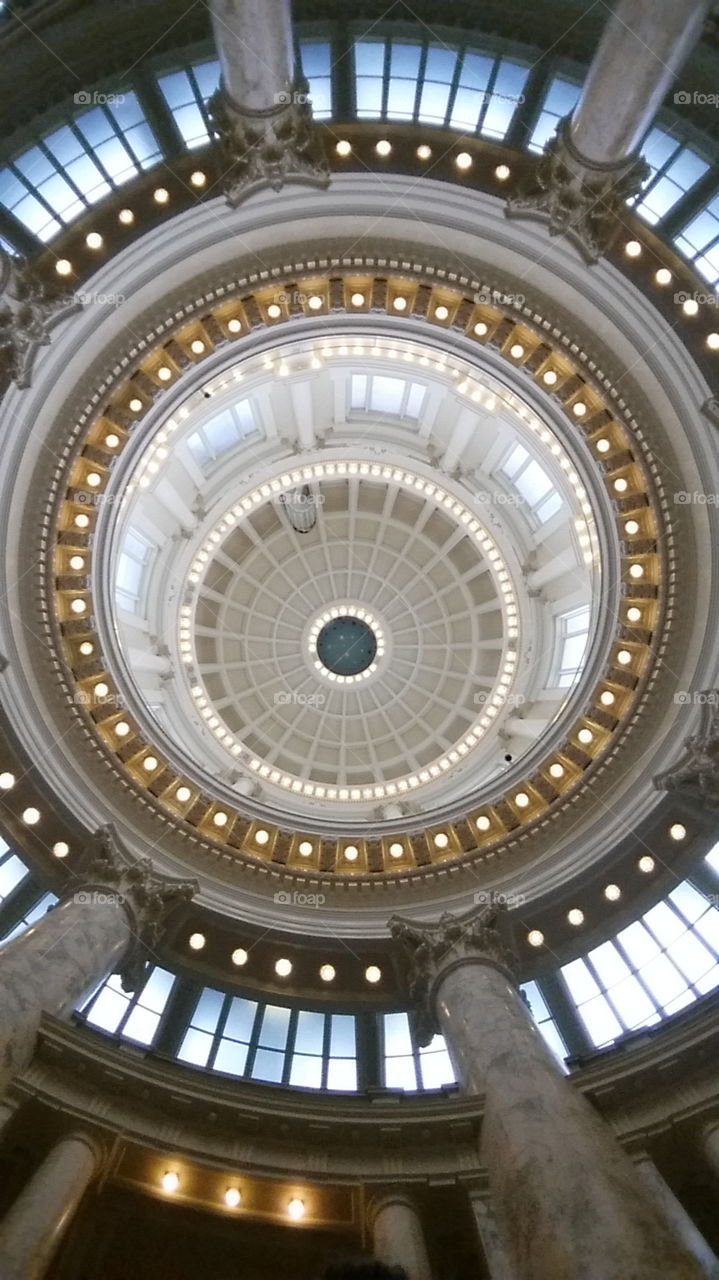 stars in the sky . the inside of Boise state capital building